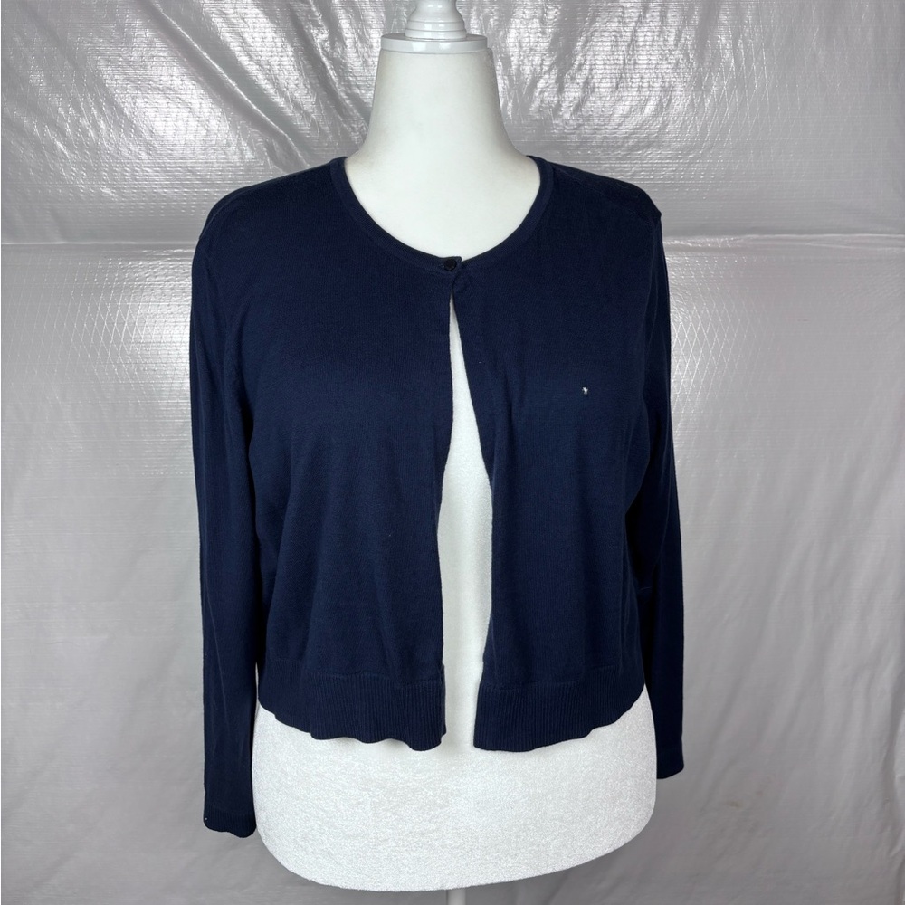 Chaps Navy Cropped Cardigan Sweater — Size 2X / TGG / EEG